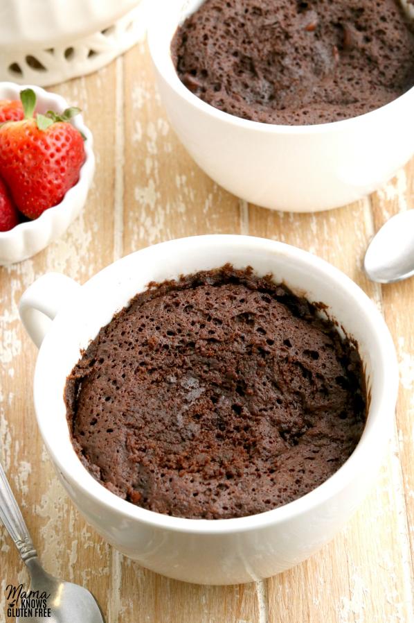  A single-serve chocolate cake in a cup, ready in minutes.