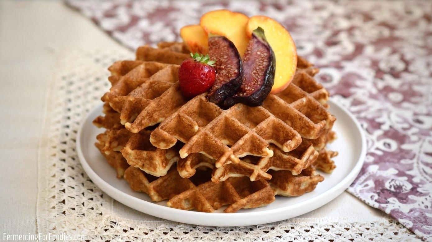  A stack of golden-brown waffles waiting to be devoured