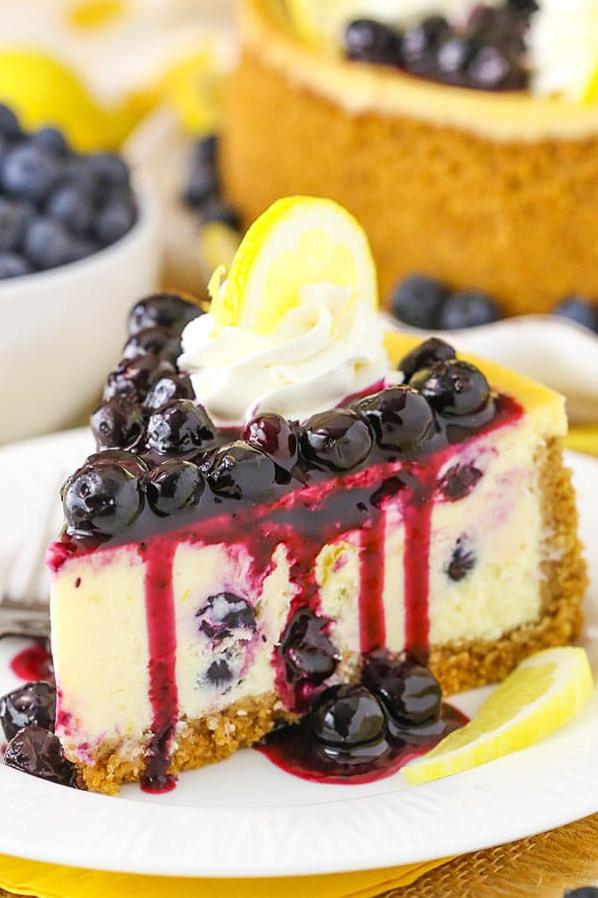  Add a pop of color to your dessert spread with this vibrant blueberry cheesecake.