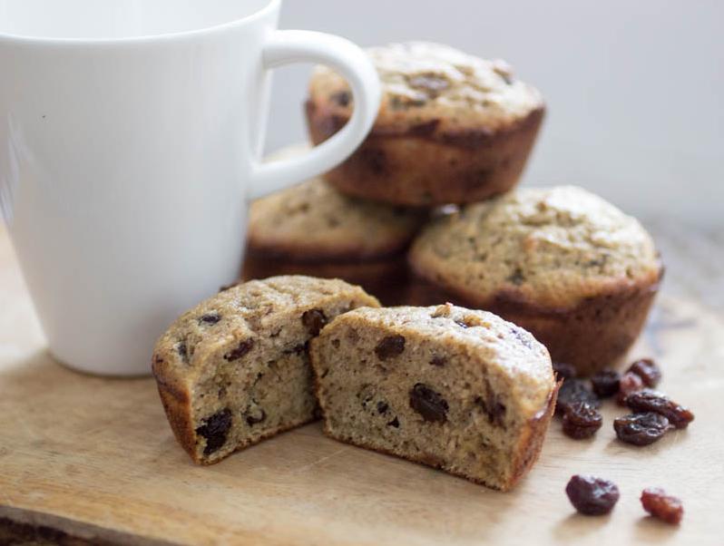  Bite into a soft and moist muffin bursting with raisins and cinnamon flavors.
