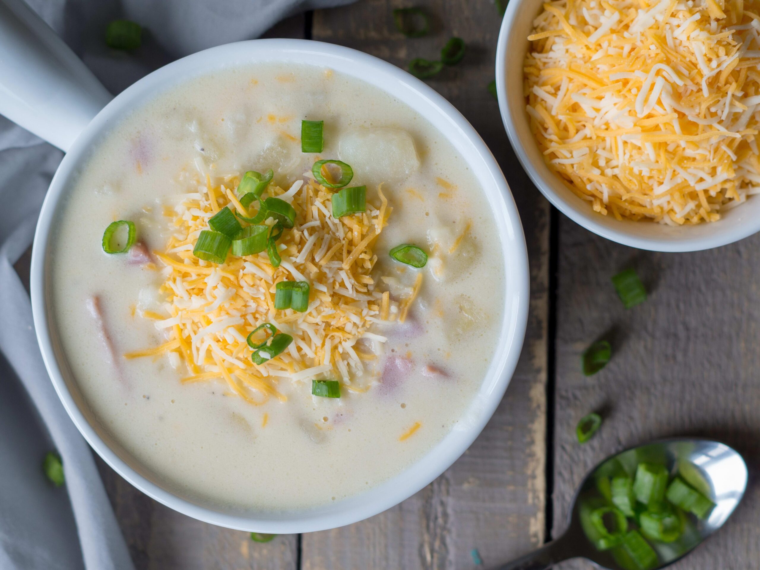  Creamy and comforting, this Baked Potato Soup is the perfect way to warm up on a chilly day.