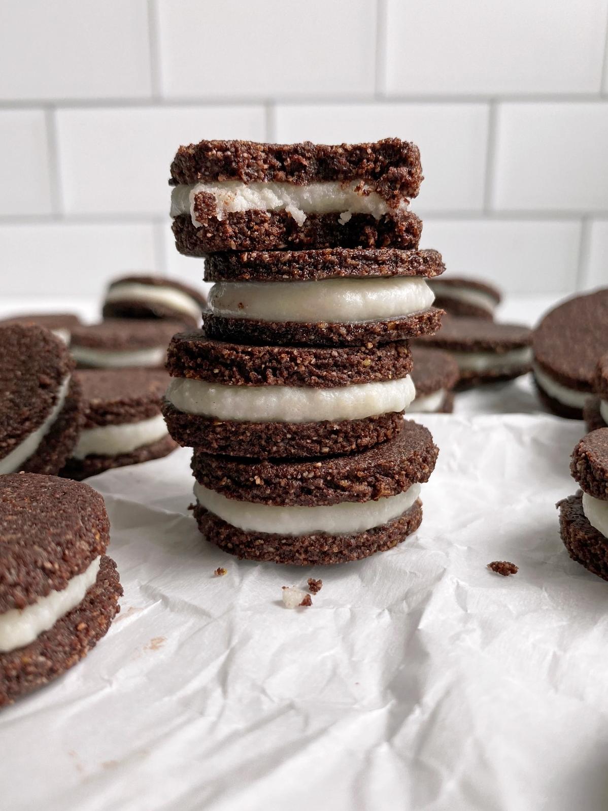  Dark chocolate sandwich cookies are the ultimate indulgence for those looking for gluten-free desserts.