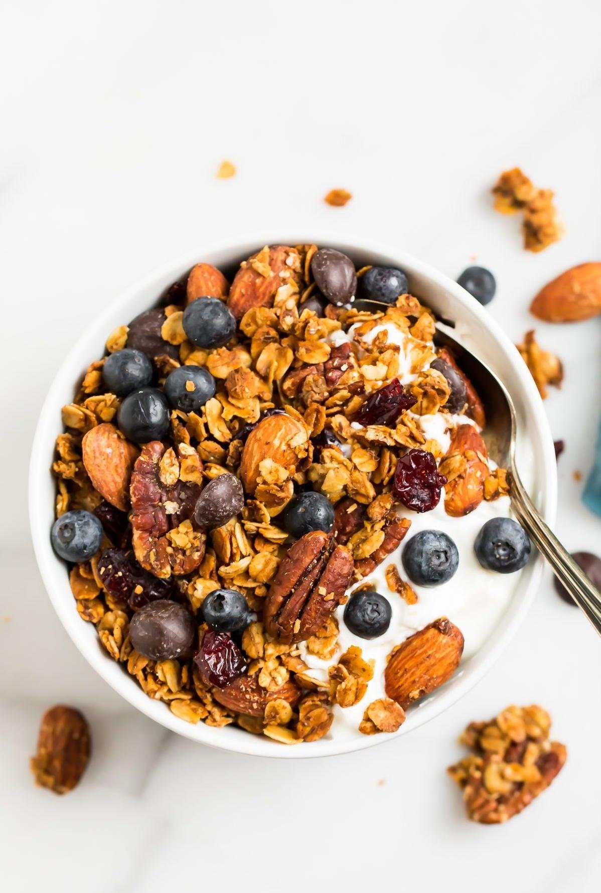  Get your daily dose of protein with a handful of this delicious and nutritious gluten-free granola.