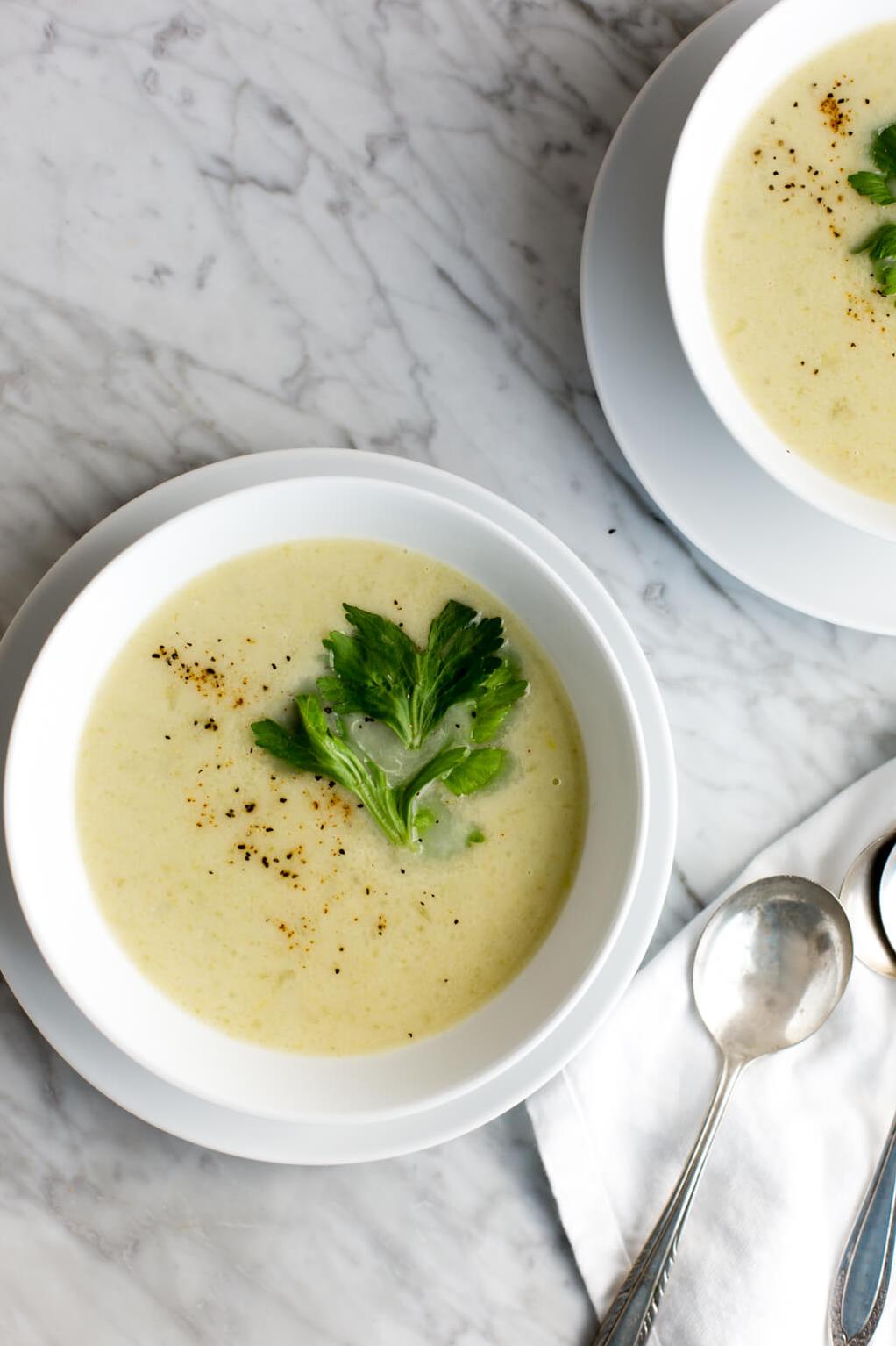 Mouth-watering gluten-free kumara and celery soup