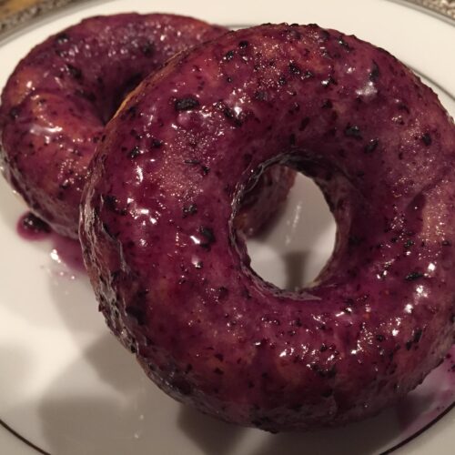 Gluten Free Lemon and Lavender Doughnuts With Wild Blueberry Gla