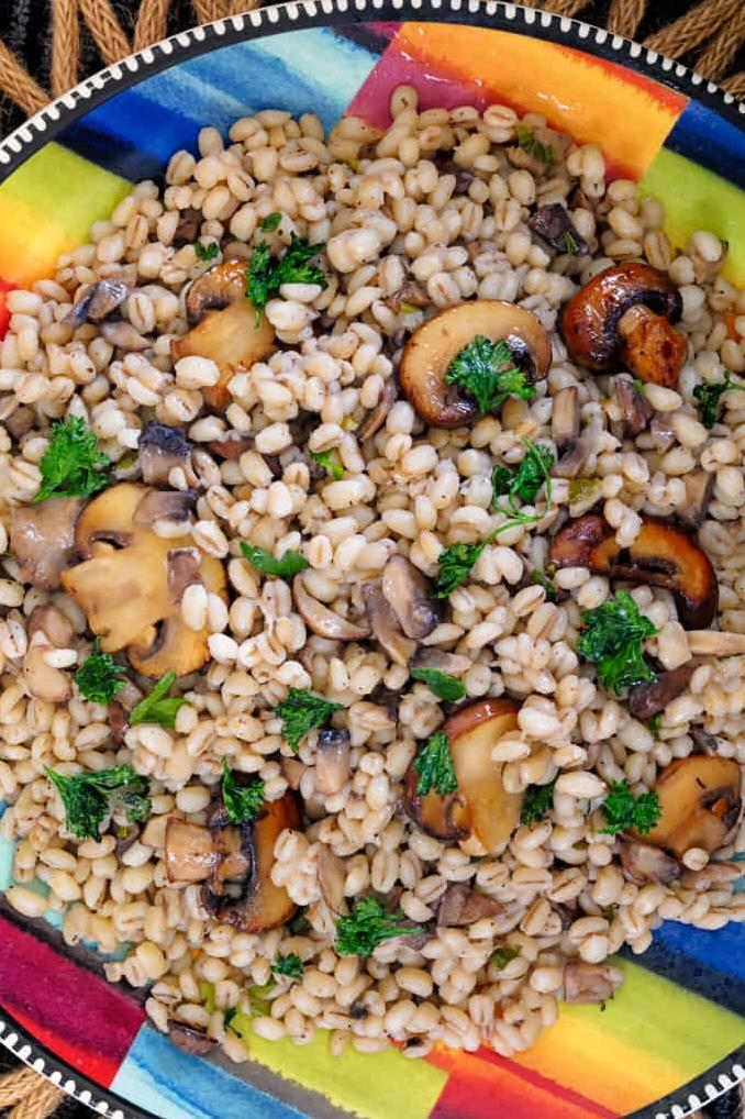  Hearty and wholesome barley mixed with earthy mushrooms