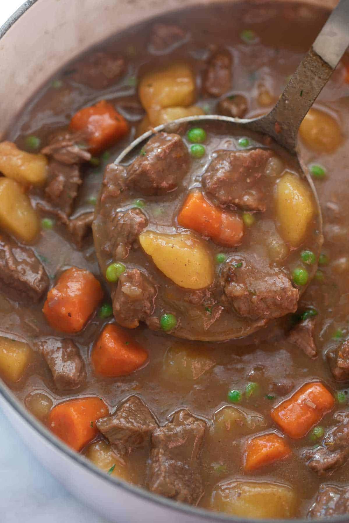  Hearty beef stew with a burst of tomato flavor.