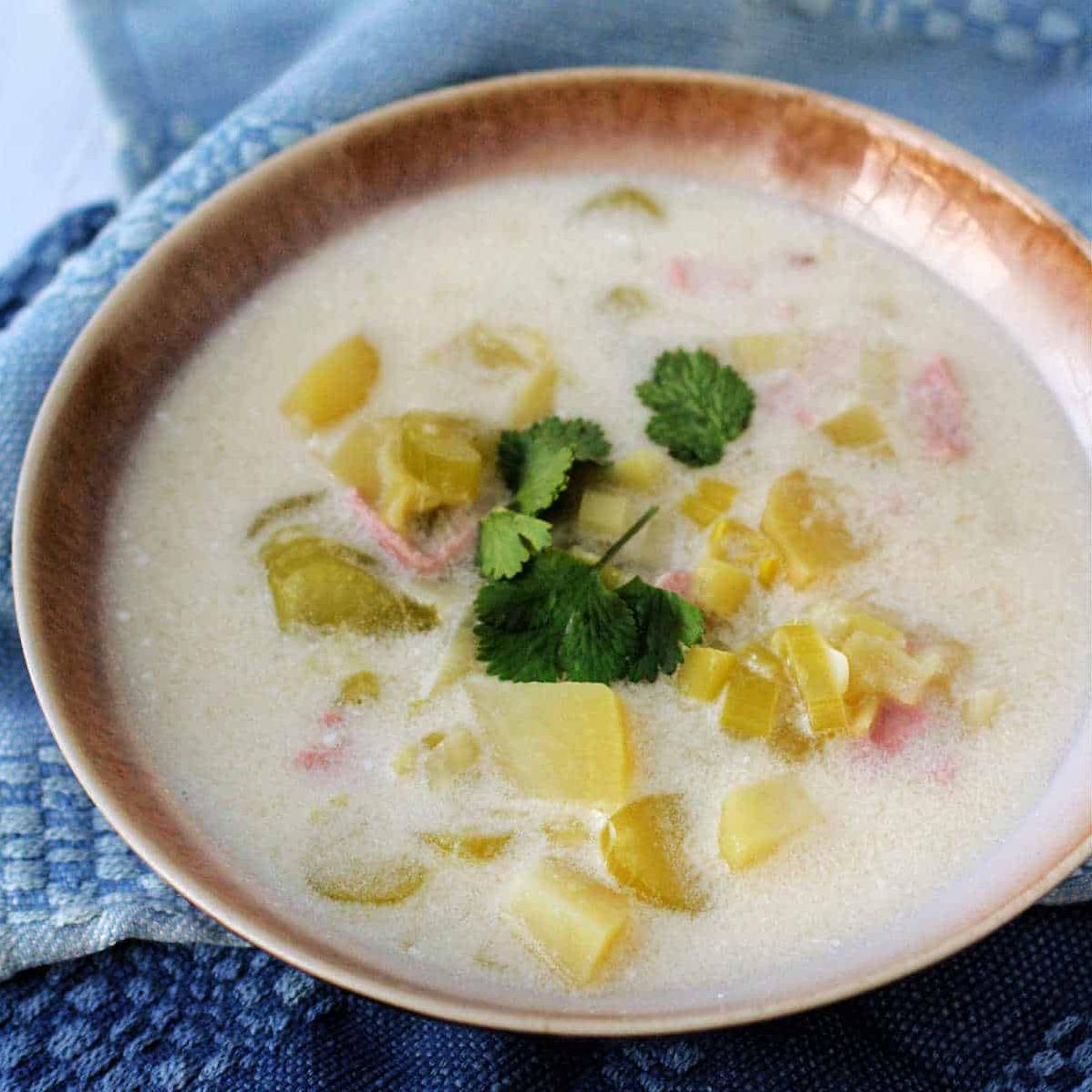  Indulge in a comforting bowl of warm potato soup, without the dairy or wheat.