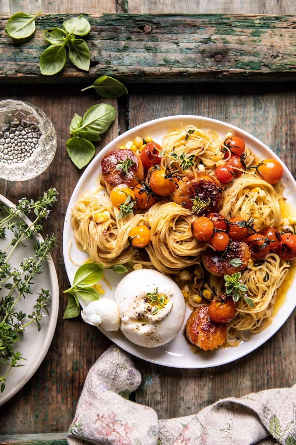  Indulge in this gluten-free and dairy-free pasta with delicate seared scallops to satisfy your seafood cravings.