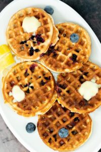 Lemon Blueberry Waffles(Vegan and Gluten Free)