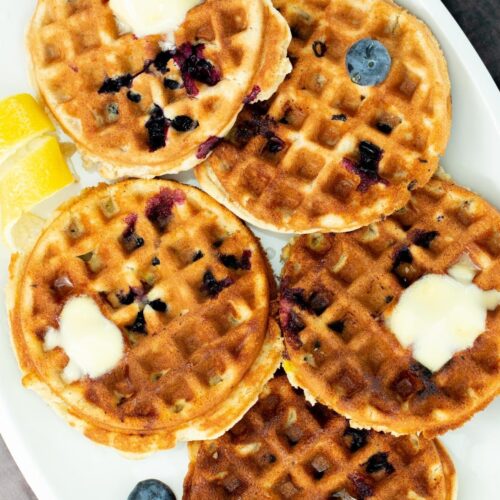 Lemon Blueberry Waffles(Vegan and Gluten Free)
