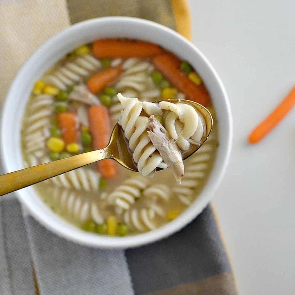  Nothing beats a steaming bowl of gluten-free chicken noodle soup on a rainy day