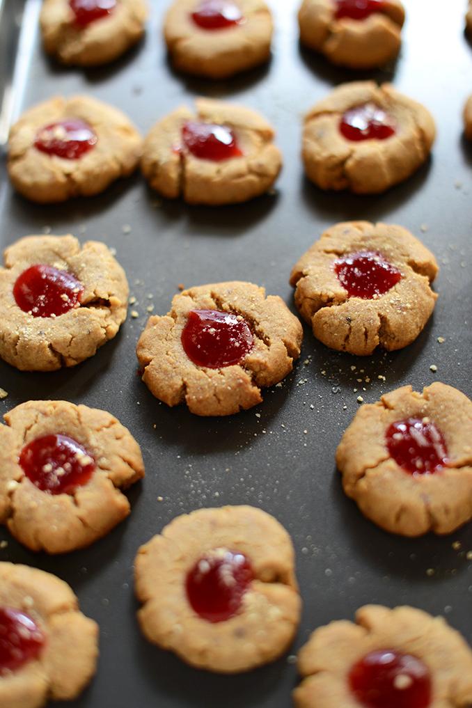  Nutty, creamy and berrylicious flavors explode in every bite of these Peanut Butter and Jelly Cookies.