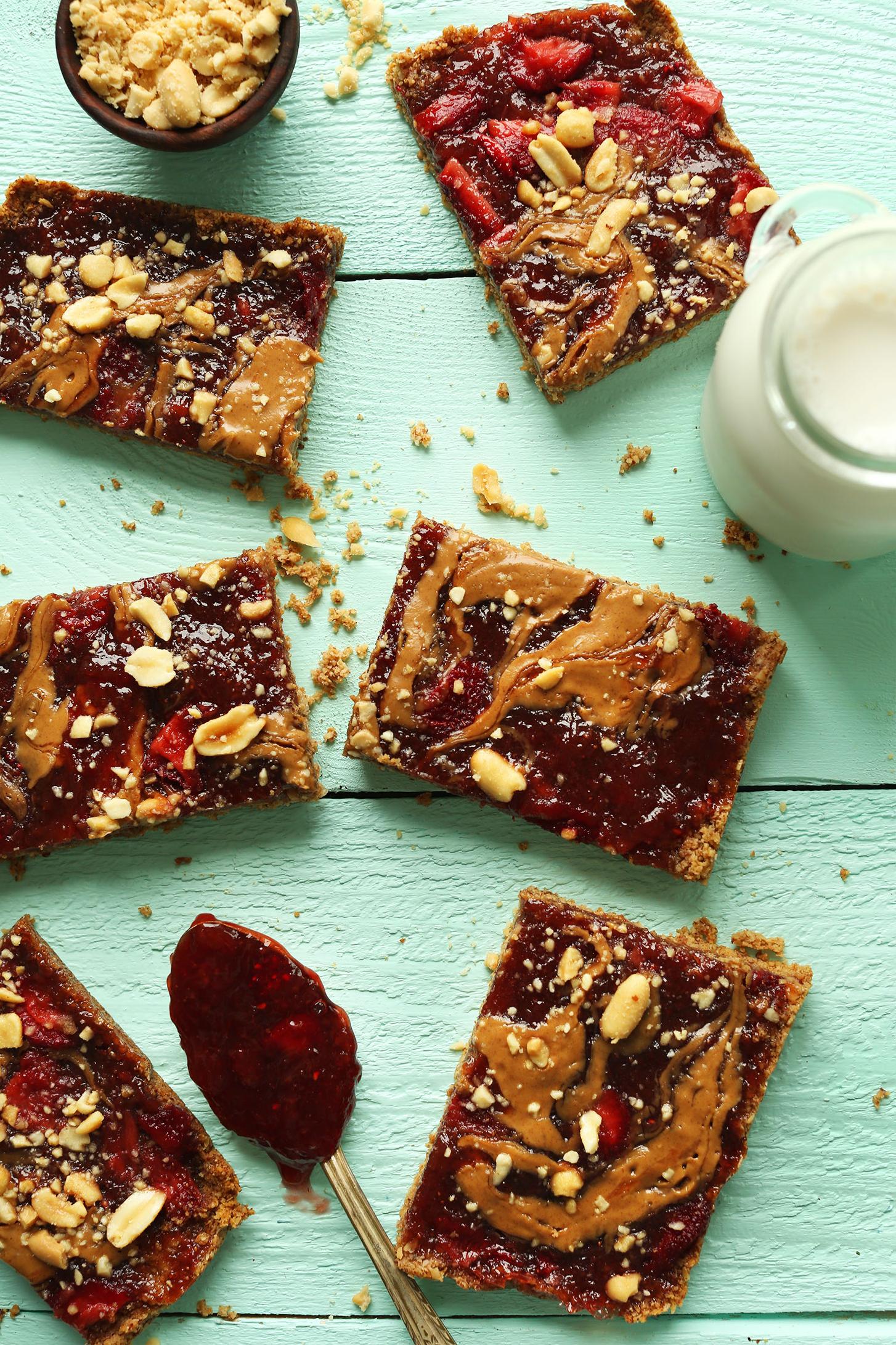 Peanut Butter and Jelly Snack Bars (Gluten Free)