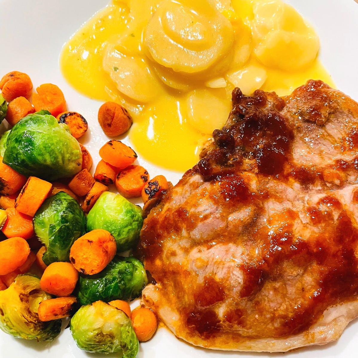  Perfectly roasted pork chops for a satisfying meal.
