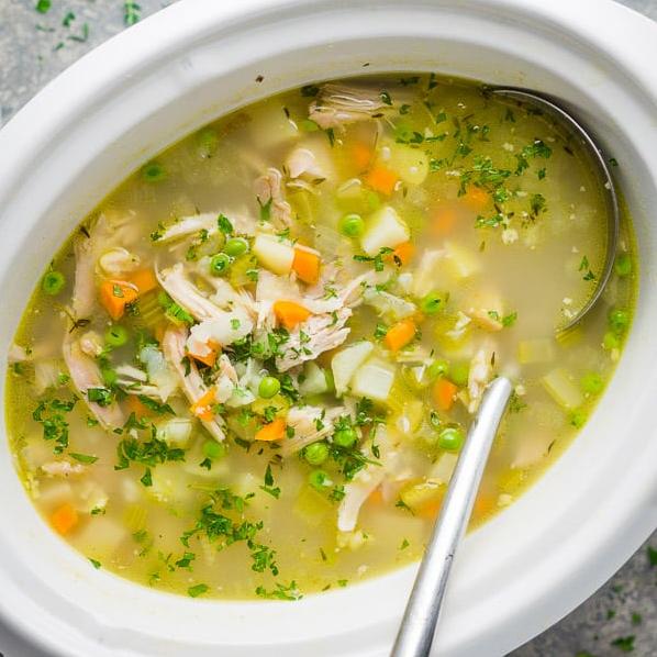  Satisfy your cravings with this delicious and healthy all-natural chicken vegetable soup.