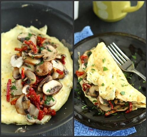  Sautéed veggies and almond milk make this omelet extra fluffy