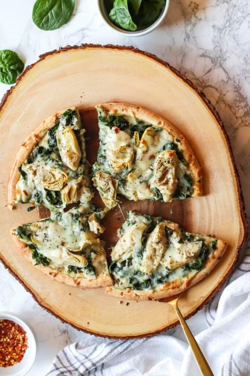  Say cheese! Artichoke cheese pizza, that is.