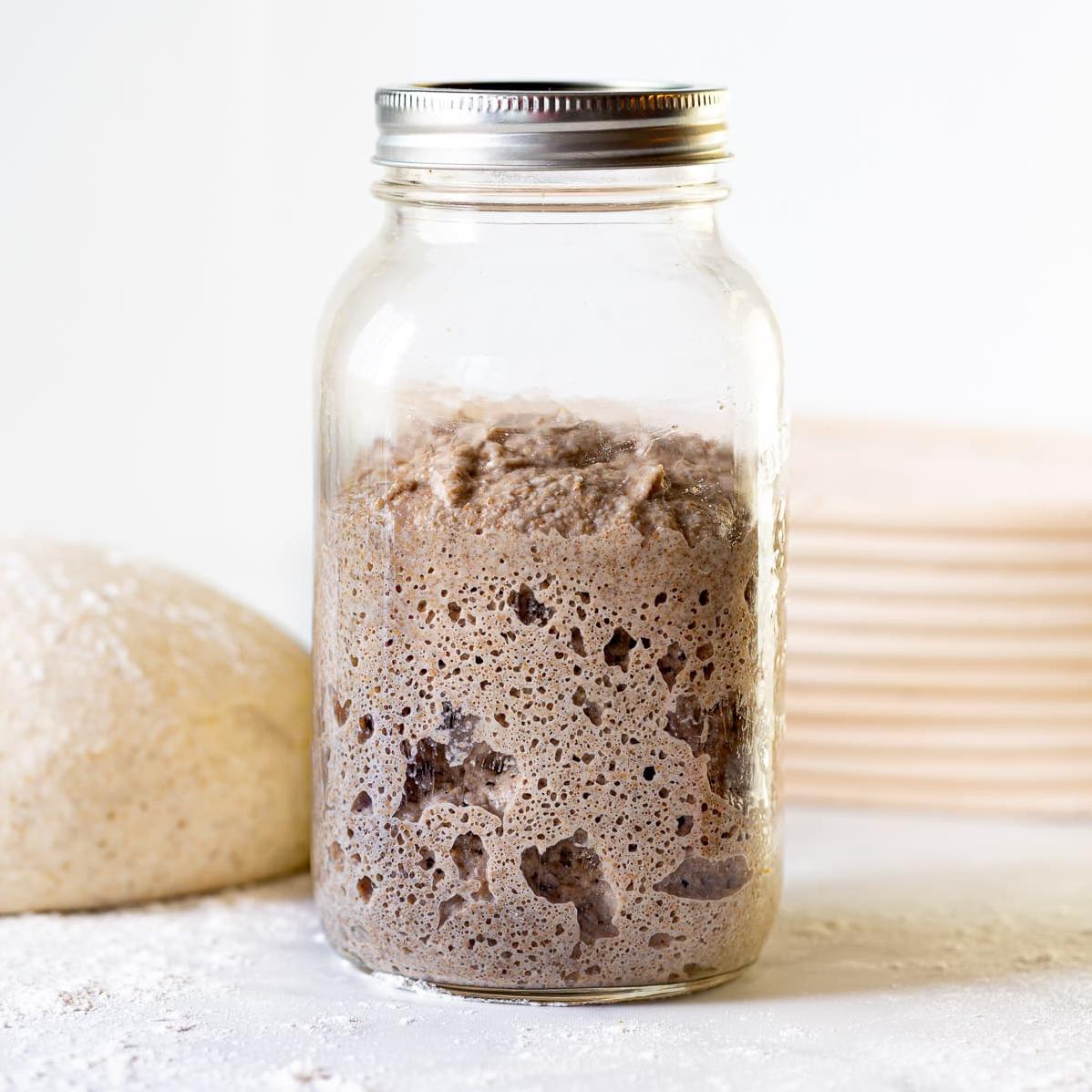  Say hello to my little friend, my sourdough wheat starter. It's the star of the show!