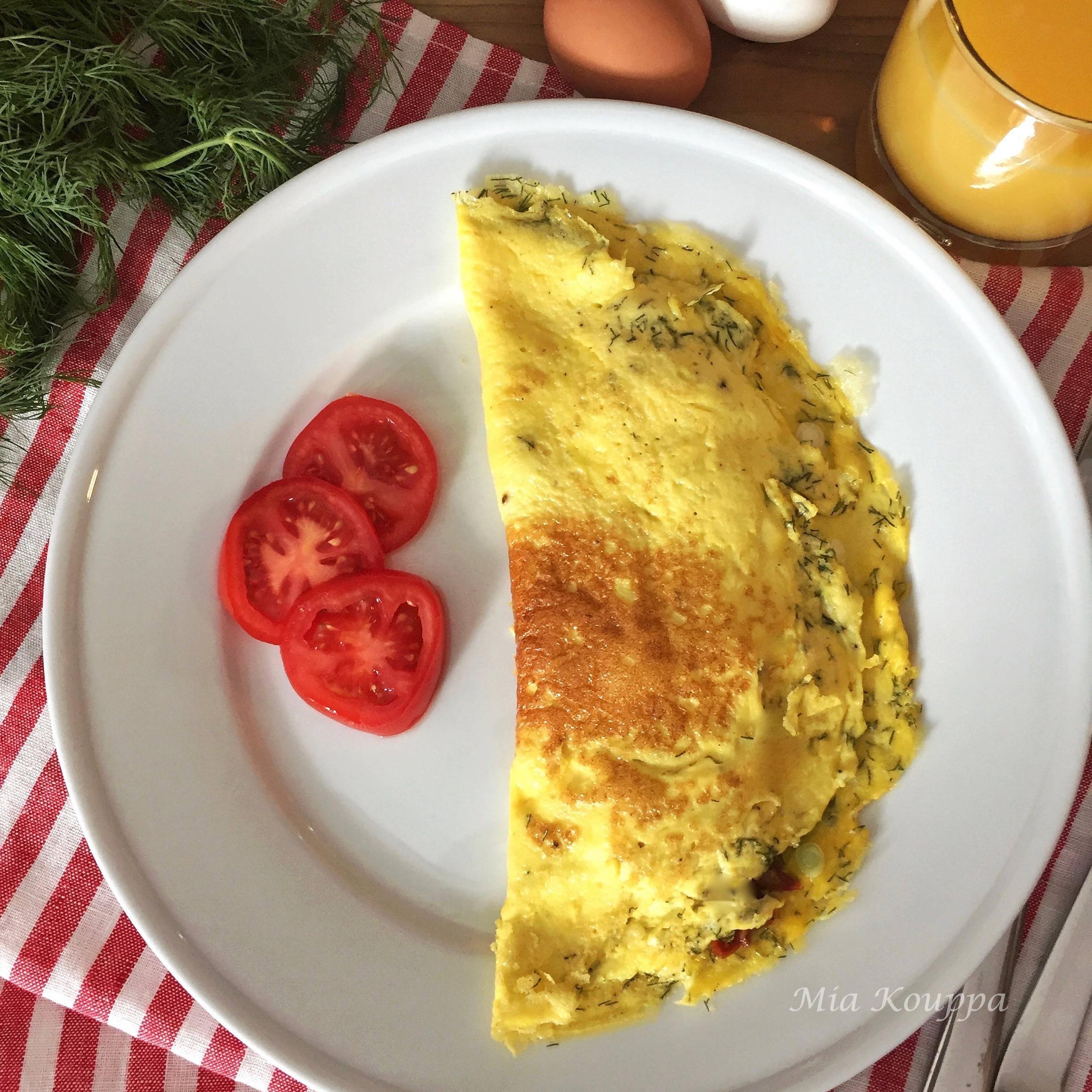  Sun-dried tomatoes bring a burst of flavor to this omelet