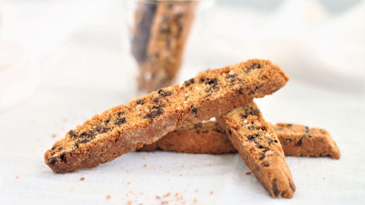  The addition of mini chocolate chips takes these biscotti to the next level of yumminess.
