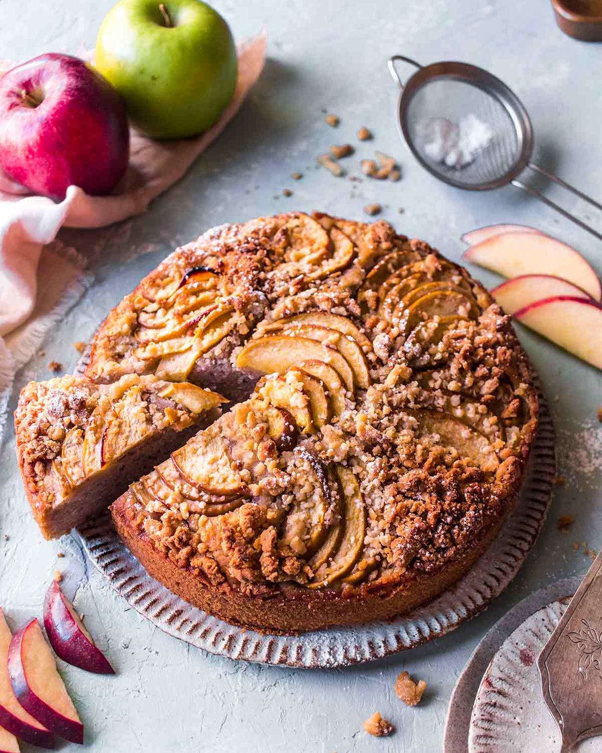  The aromatic combination of cinnamon, nutmeg, and apples makes this Pecan Apple Strudel Cake a true comfort food.
