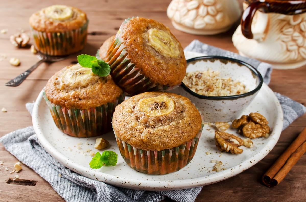  The key to the muffins' moist texture? The ripe bananas, of course!
