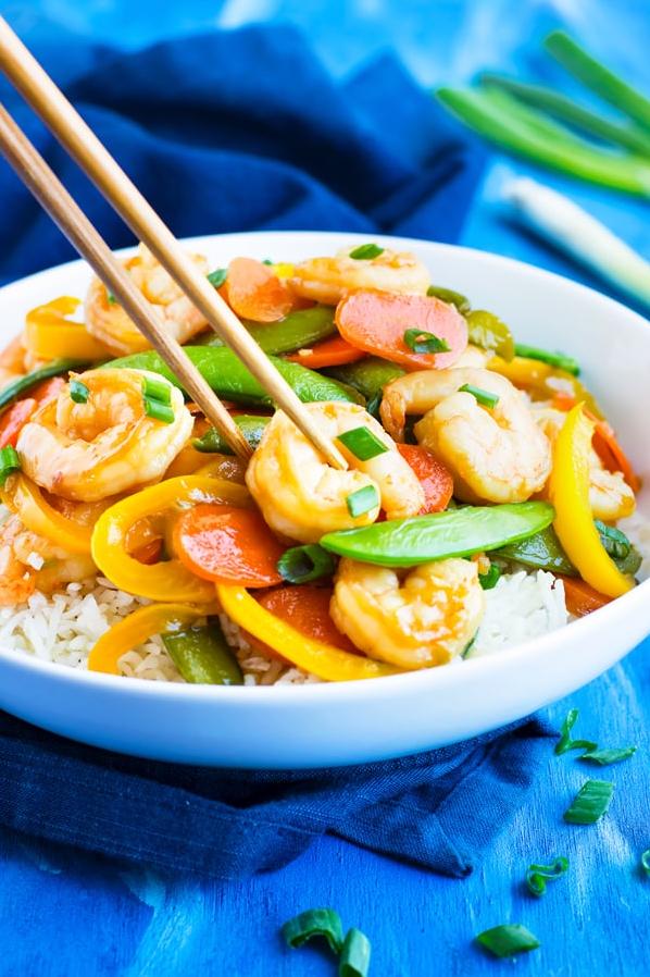  The perfect combination of juicy shrimp and fresh veggies.