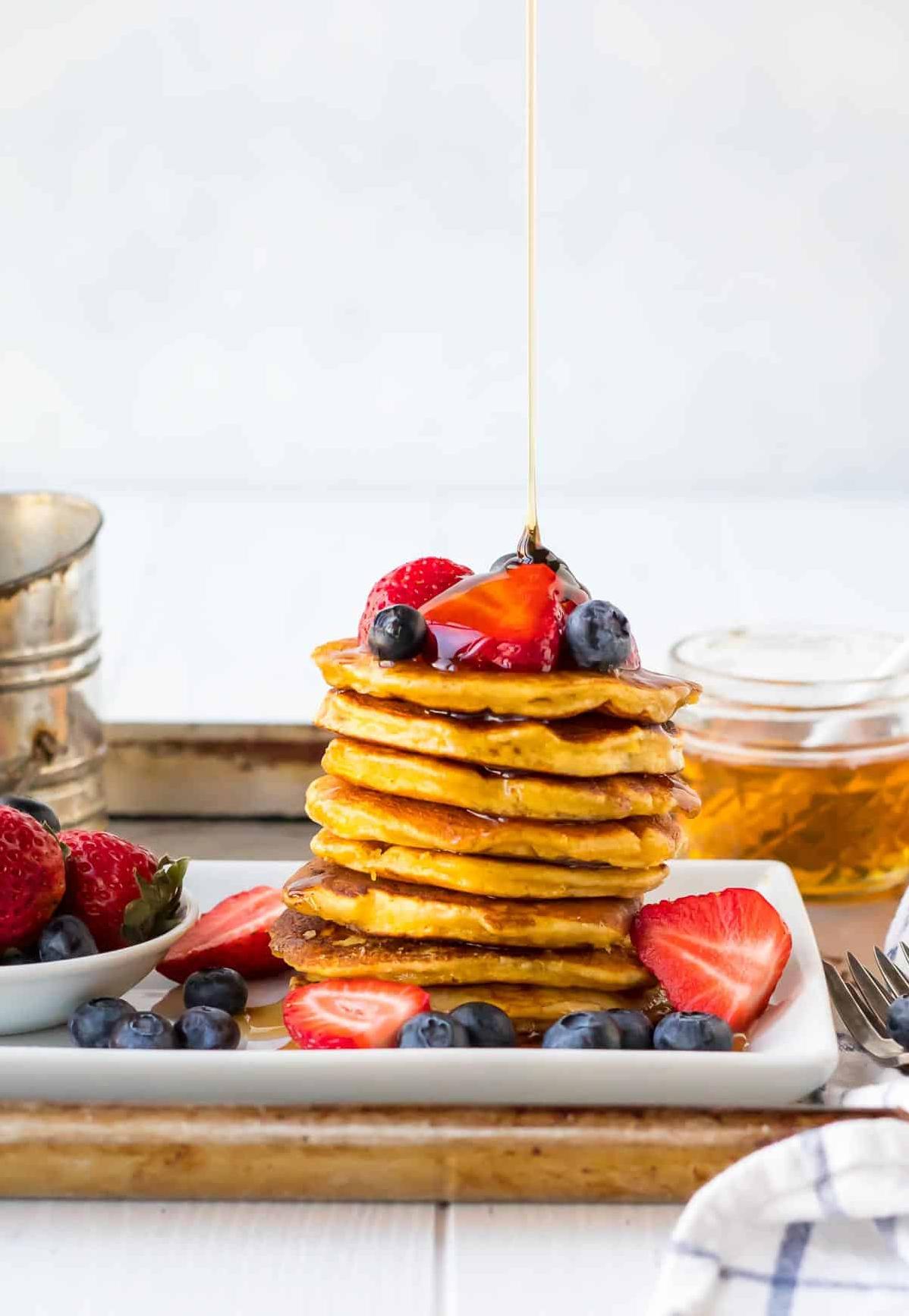  The perfect topping for these pancakes? Fresh berries!