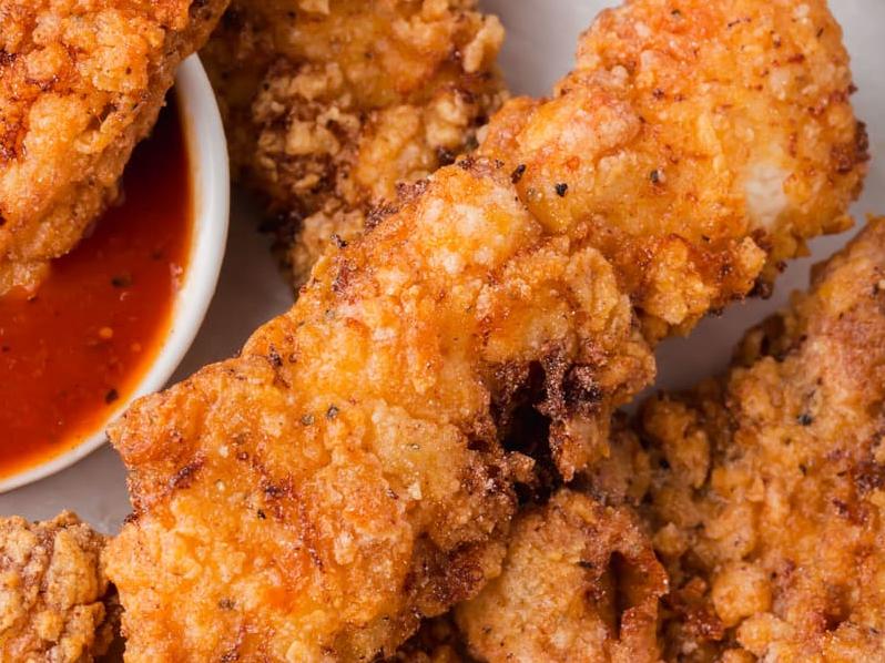  These crispy and tender chicken fingers are perfect for dipping.