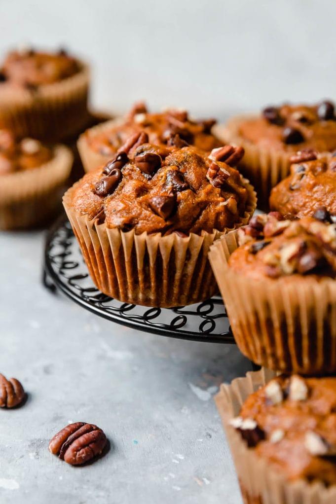  These muffins are the perfect combination of pumpkin and chocolate in every bite.