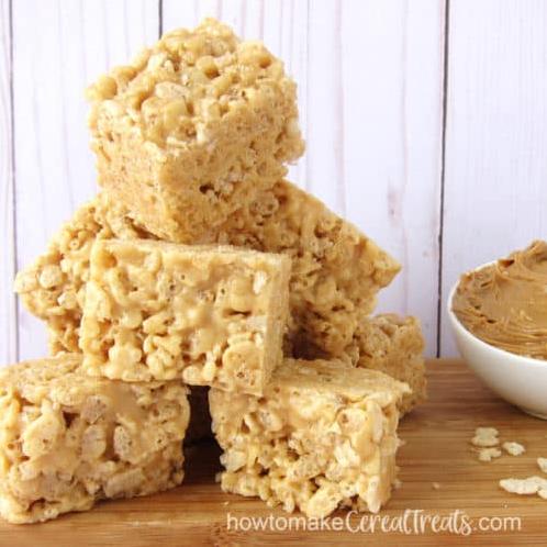  These peanut krispy treats are the perfect snack for any time of day.