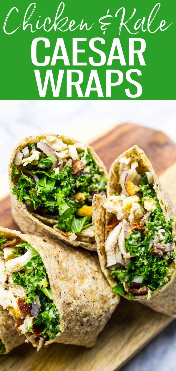  This Kale Chicken Wrap is a hit for lunchtime, dinner or as a snack. Enjoy the goodness of fresh veggies and chicken all in one bite!