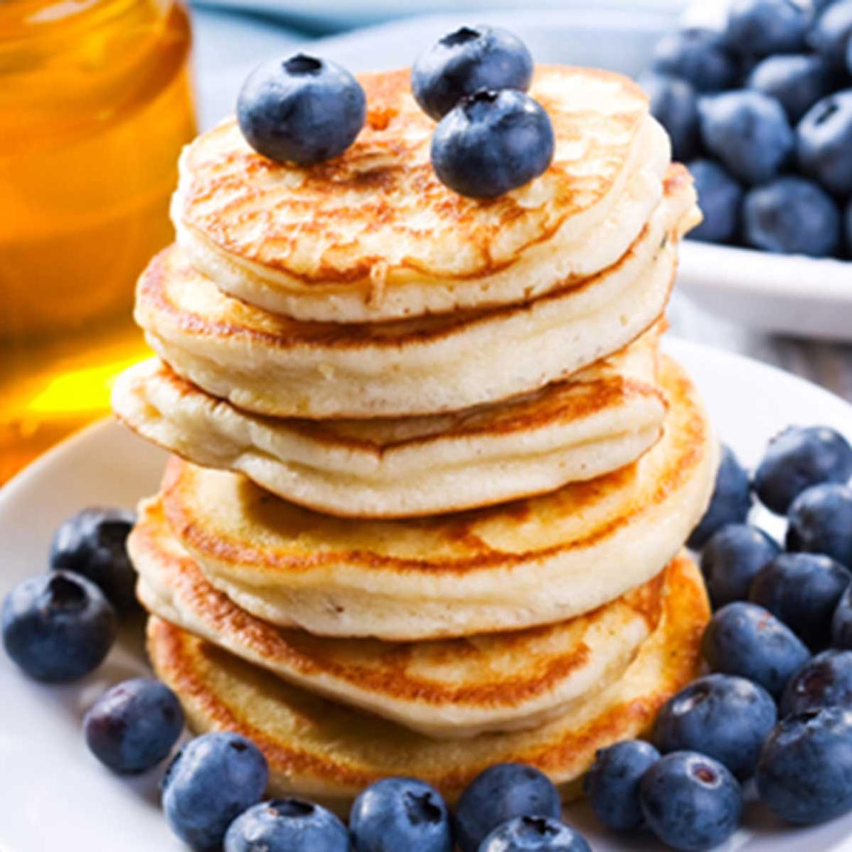  Wake up to a stack of golden, fluffy dairy-free pancakes.