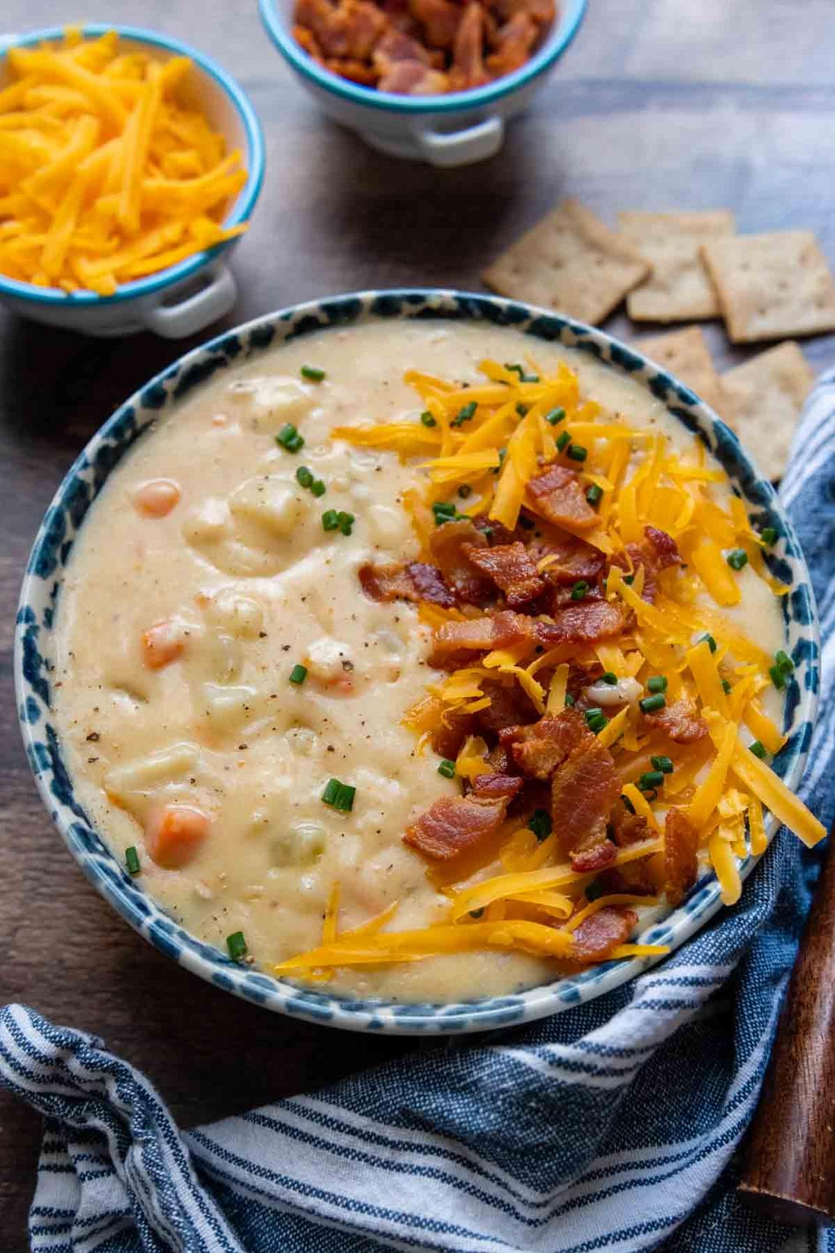  With crispy bacon and melted cheese, this soup is the ultimate comfort food.