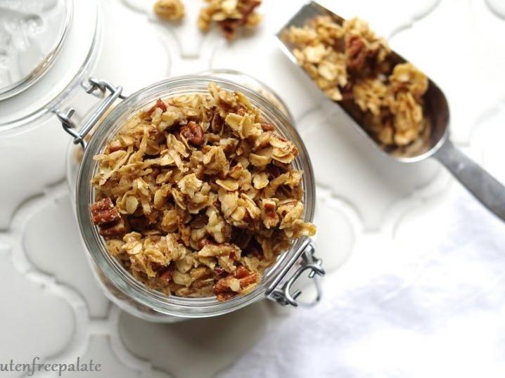  With crunchy gluten-free oats and a mix of nuts and seeds, this granola is perfect for a quick breakfast or snack.